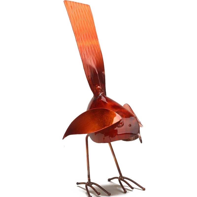 Handcrafted Copper Bird Statue - Orange